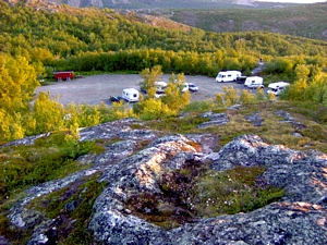 Middernacht op de camping te Kirkenes